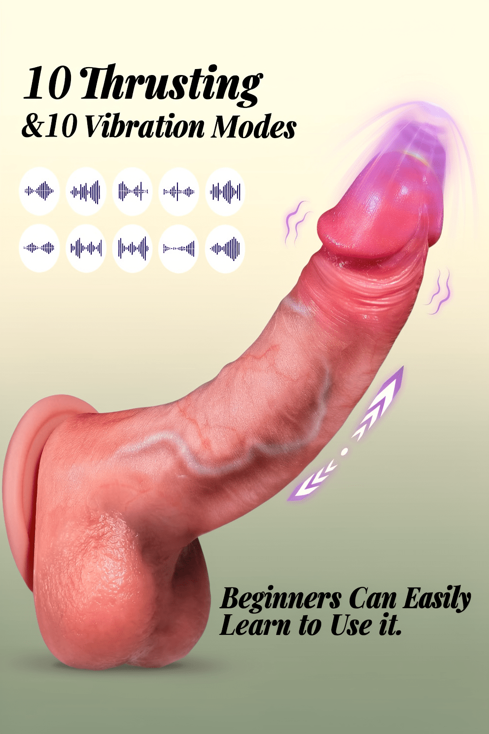 Vibrator Sex Toys Thrusting Dildo, Realistic Safety Silicone G Spot Dildo with 10 Thrusting & 10 Vibrating Mode for Vagina Anal Sex Stimulation, Soft Penis Vibrators Adult Sex Toy for Women and Couple - Mairalea
