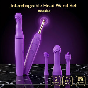 Vibrator Wand with 100 Custom Modes & Replaceable Massage Heads - Mairalea