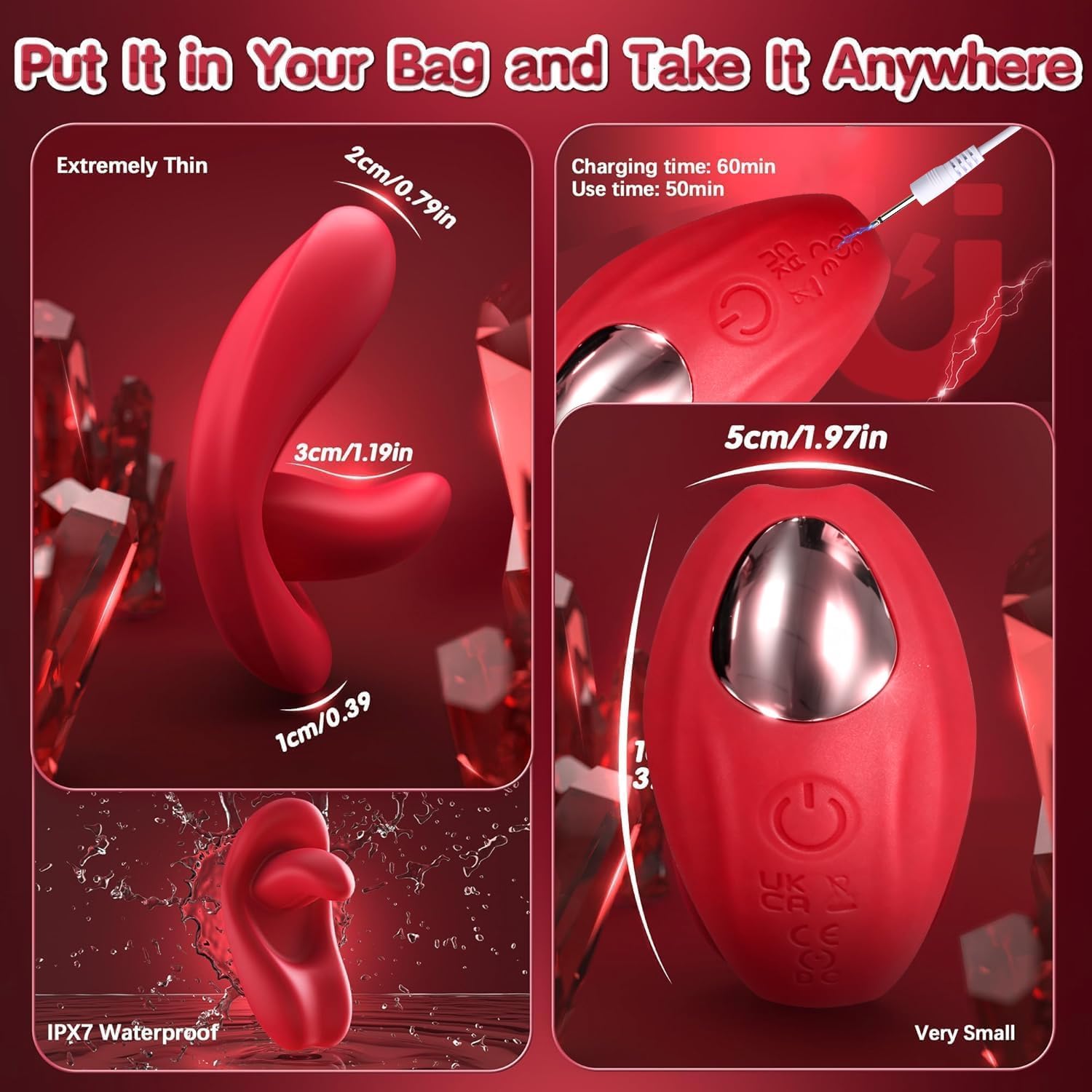 Wearable Rose 2026 New Travel Mini Panties Remote Control Toys Underwear for Women Vibrate Panties Device 9 Speeds Great for Her On Date Nigh HAB5 (red2) - Mairalea